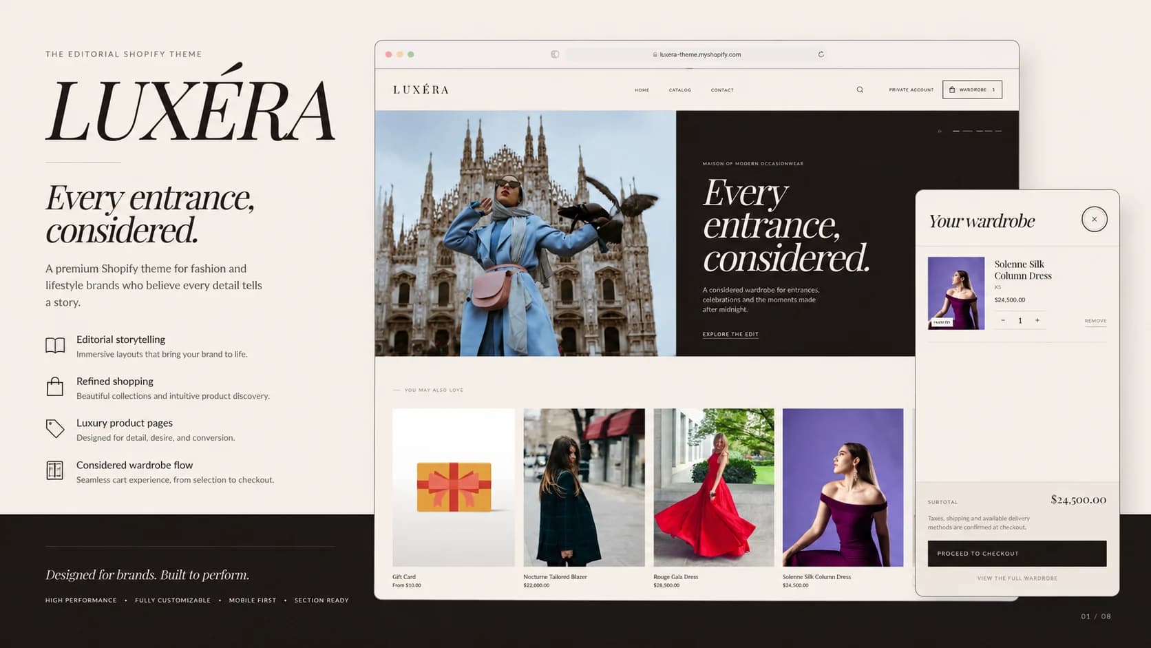 LUXÉRA luxury women’s fashion Shopify theme for premium editorial boutiques