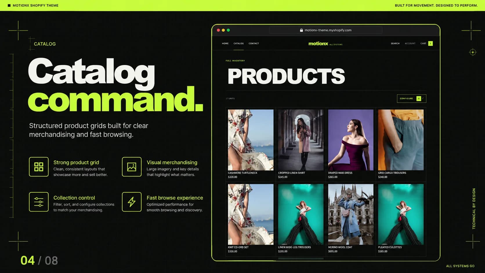 MotionX Shopify theme collection grid for limited product drops