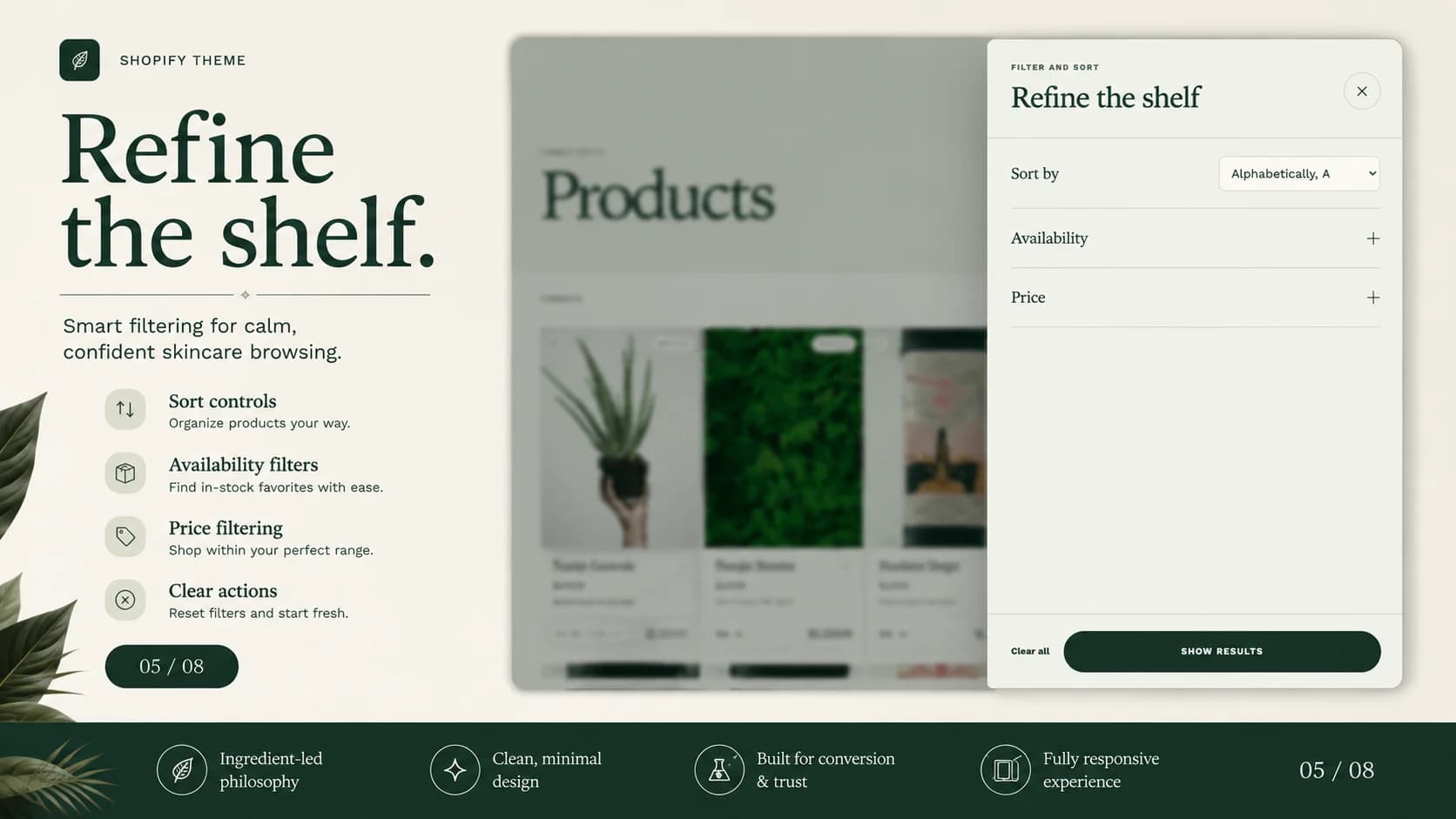 Orniva skincare ecommerce theme preview for ingredient and routine storytelling