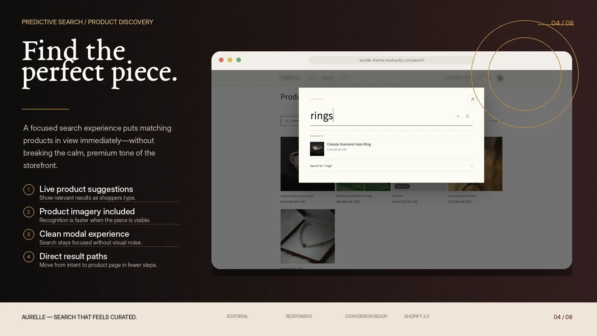 Aurelle Shopify theme predictive search experience