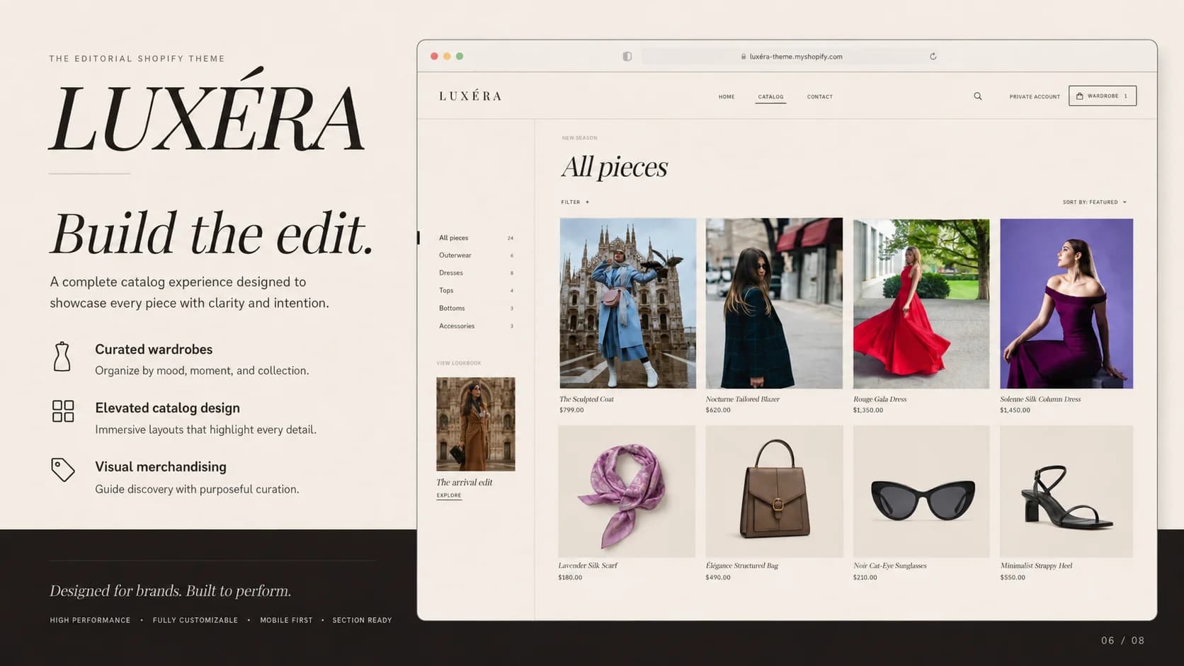 LUXÉRA luxury women’s fashion Shopify theme storefront view 6