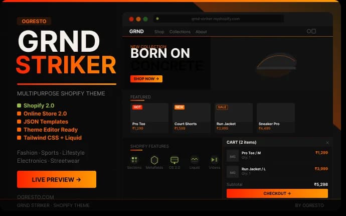 Striker — Dark Shopify Theme for Sports, Gym, Fitness & Streetwear Brands