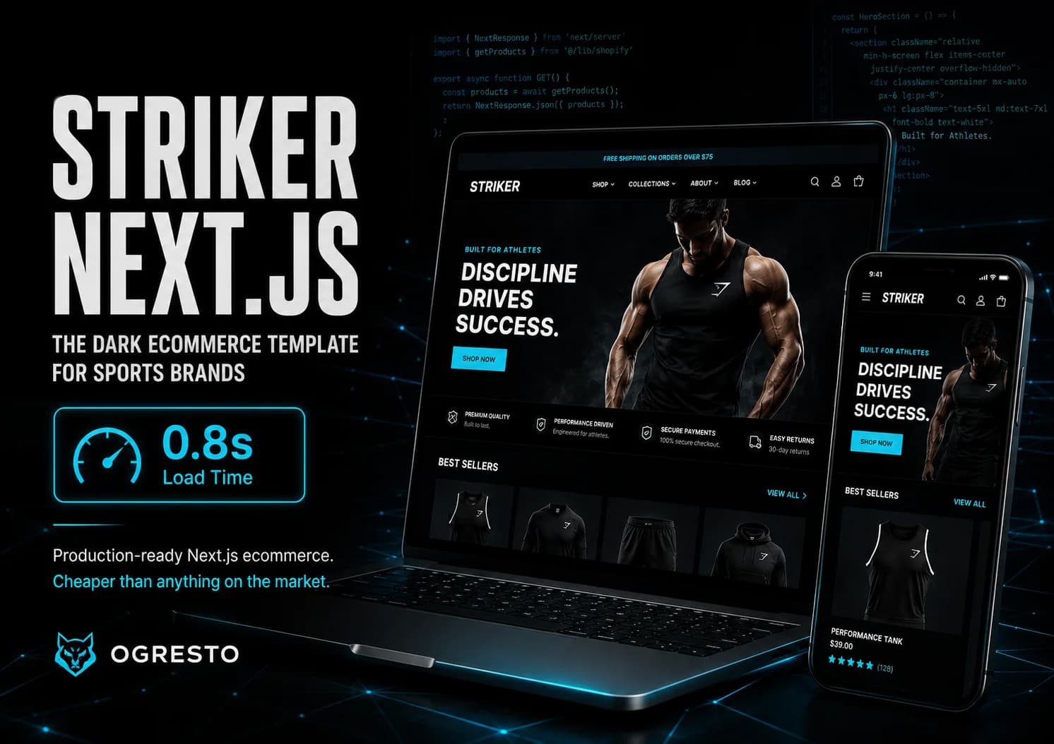 Striker Next.js — The Dark Ecommerce Template for Sports & Fitness Brands